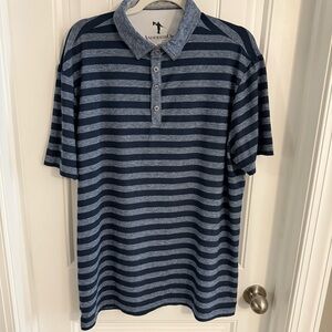 AndersonOrd Stay-Put Collar Golf Polo XL Navy Stripe Performance Stretch